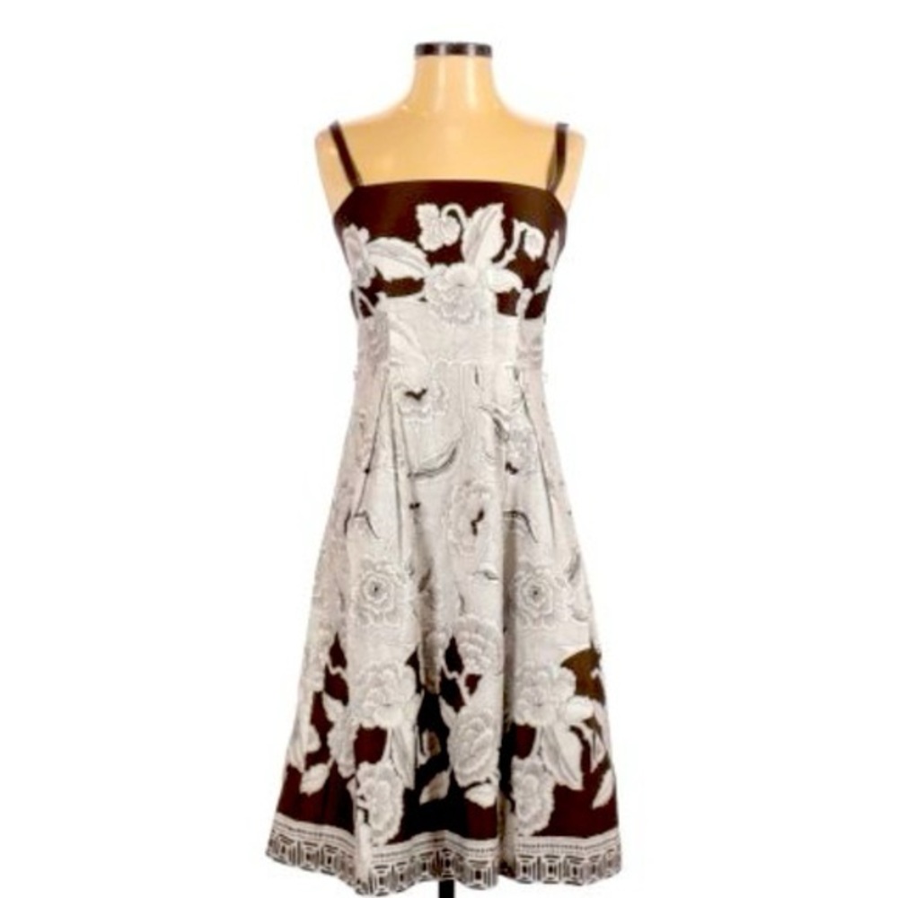 Ann Taylor Brown and Cream Floral Midi Dress